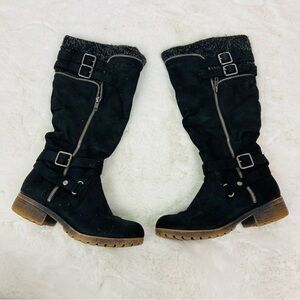 Falls Creek Black and silver zipper buckle Winter Boots size 7